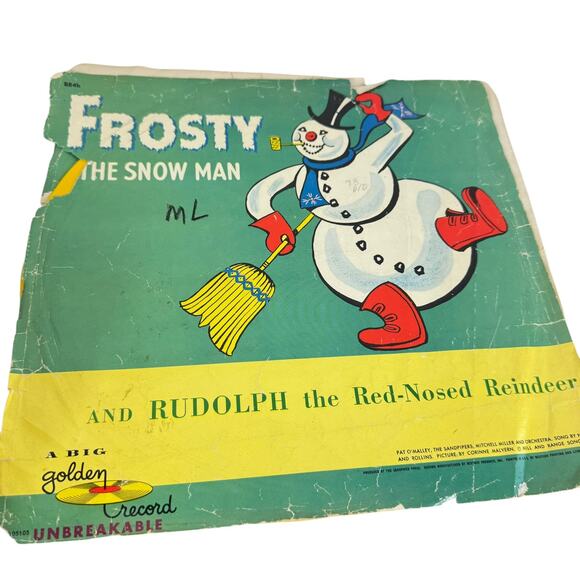 Vintage A Big Golden Record 1950s Rudolph & Frosty The Snowman Record - Picture 2 of 4